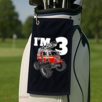 Monster Fire Truck 3rd Birthday Boy 3 Firefighter Golf Towel thumb 2