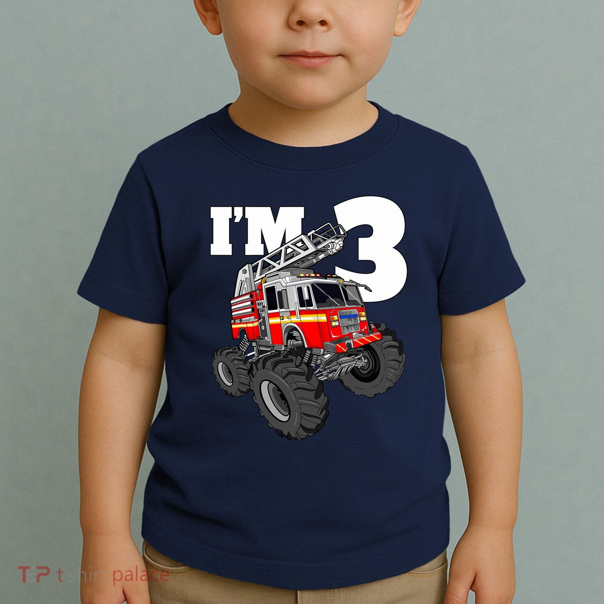 Monster Fire Truck 3rd Birthday Boy 3 Firefighter Toddler T-Shirt