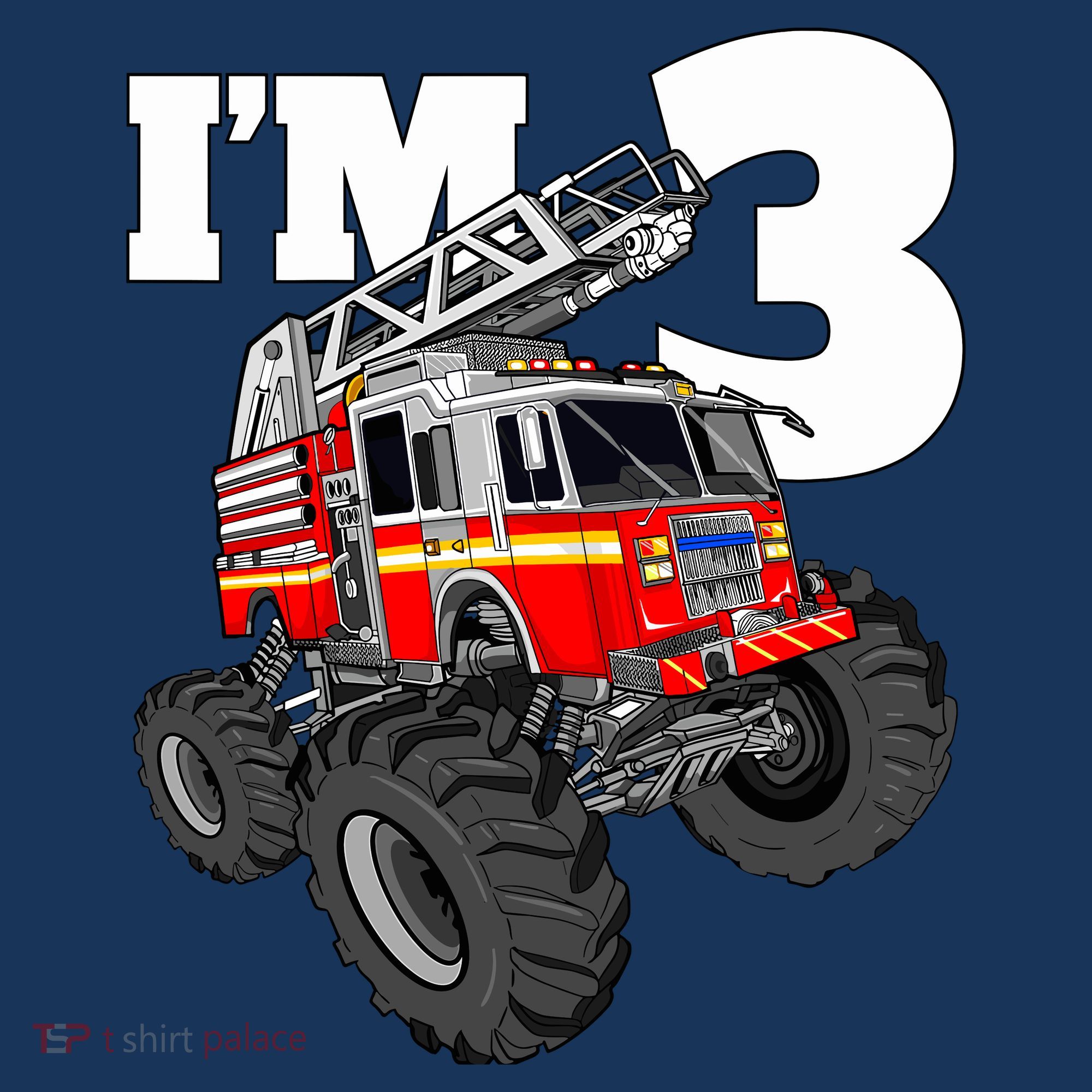 Monster Fire Truck 3rd Birthday Boy 3 Firefighter Toddler T-Shirt