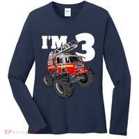 Monster Fire Truck 3rd Birthday Boy 3 Firefighter Women's Long Sleeve Shirt thumb 0