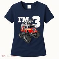 Monster Fire Truck 3rd Birthday Boy 3 Firefighter Women's T-Shirt thumb 0