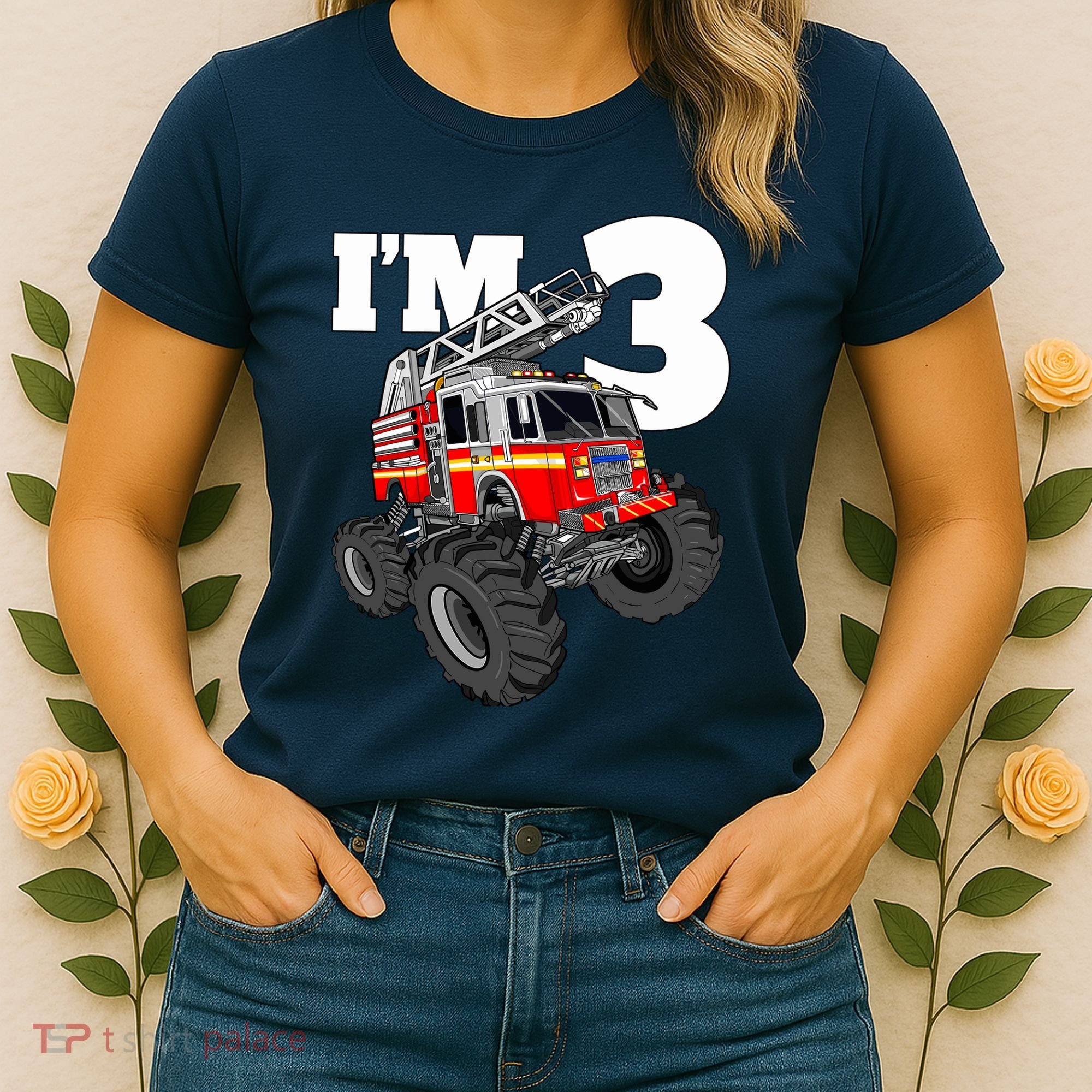 Monster Fire Truck 3rd Birthday Boy 3 Firefighter Women's T-Shirt