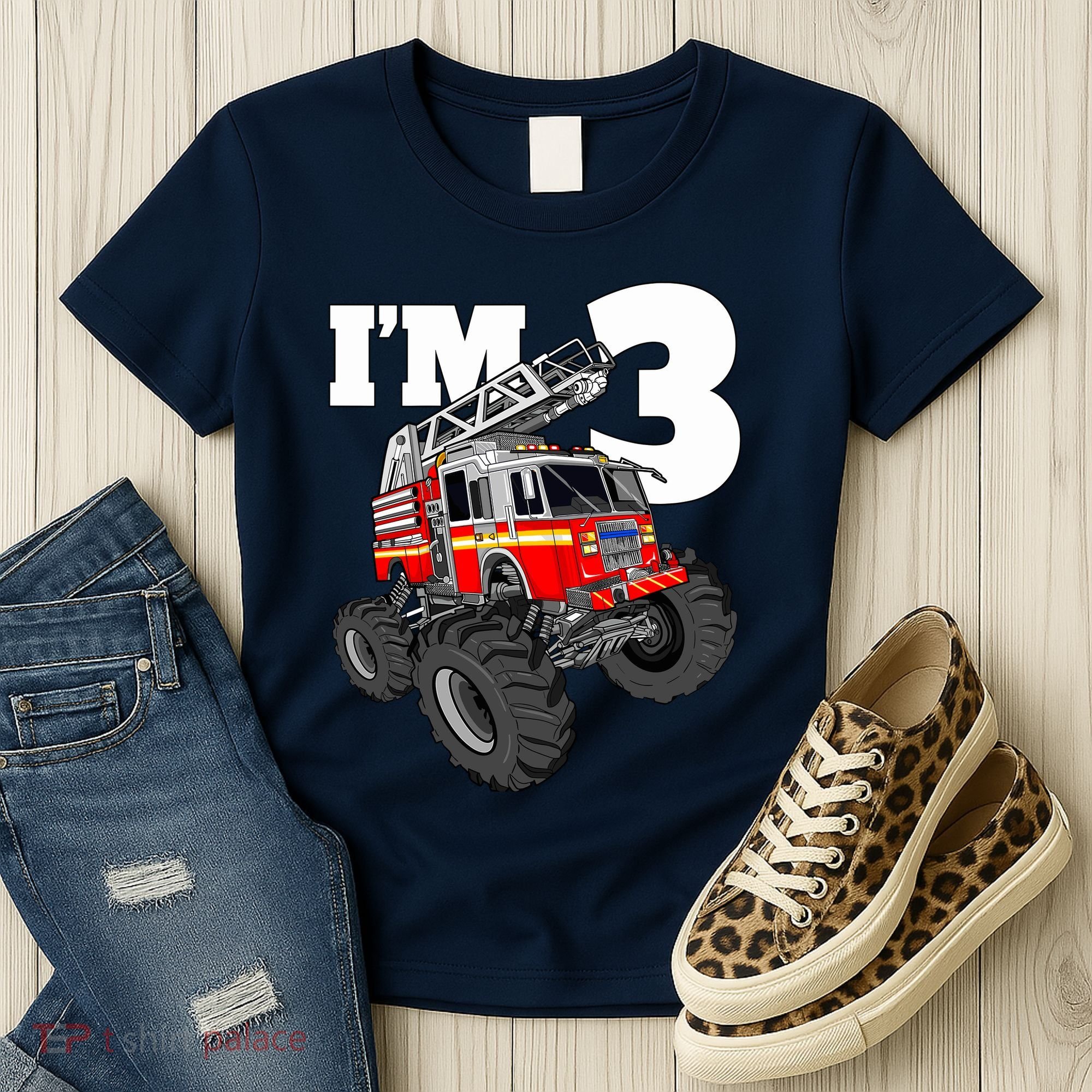 Monster Fire Truck 3rd Birthday Boy 3 Firefighter Women's T-Shirt