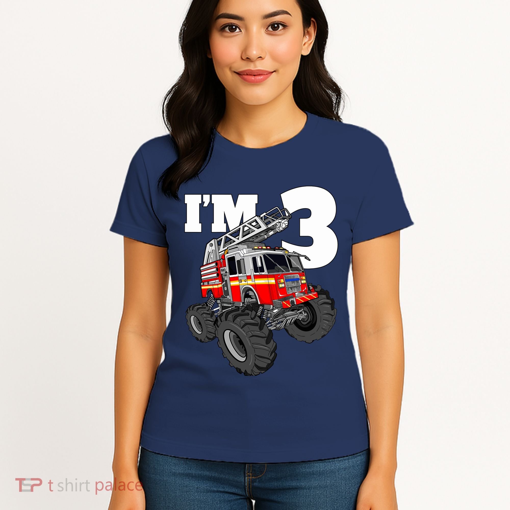 Monster Fire Truck 3rd Birthday Boy 3 Firefighter Women's T-Shirt