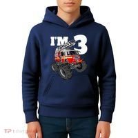 Monster Fire Truck 3rd Birthday Boy 3 Firefighter Kids Hoodie thumb 4