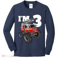 Monster Fire Truck 3rd Birthday Boy 3 Firefighter Kids Long Sleeve Shirt thumb 0