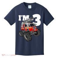 Monster Fire Truck 3rd Birthday Boy 3 Firefighter Kids T-Shirt thumb 0