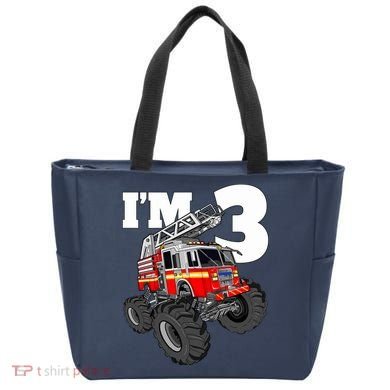 Monster Fire Truck 3rd Birthday Boy 3 Firefighter Tote Bag