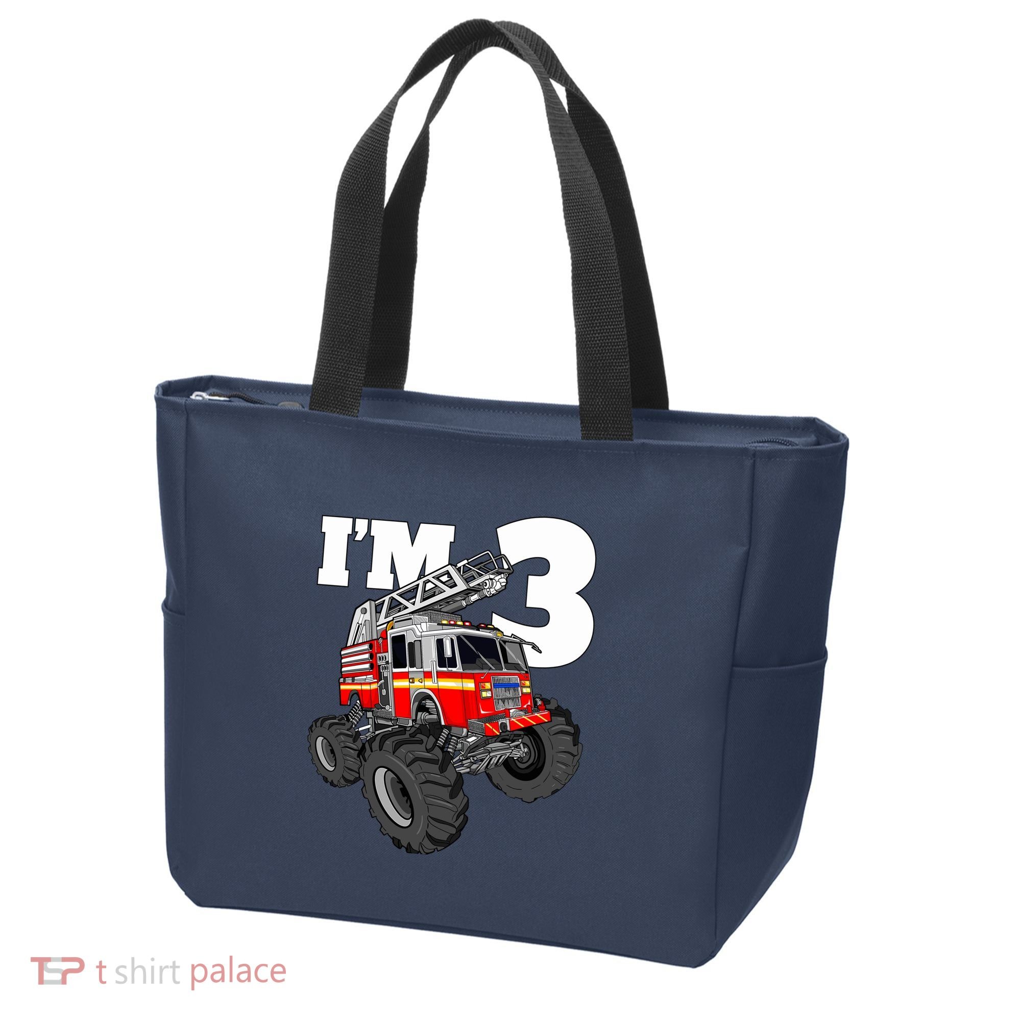 Monster Fire Truck 3rd Birthday Boy 3 Firefighter Tote Bag