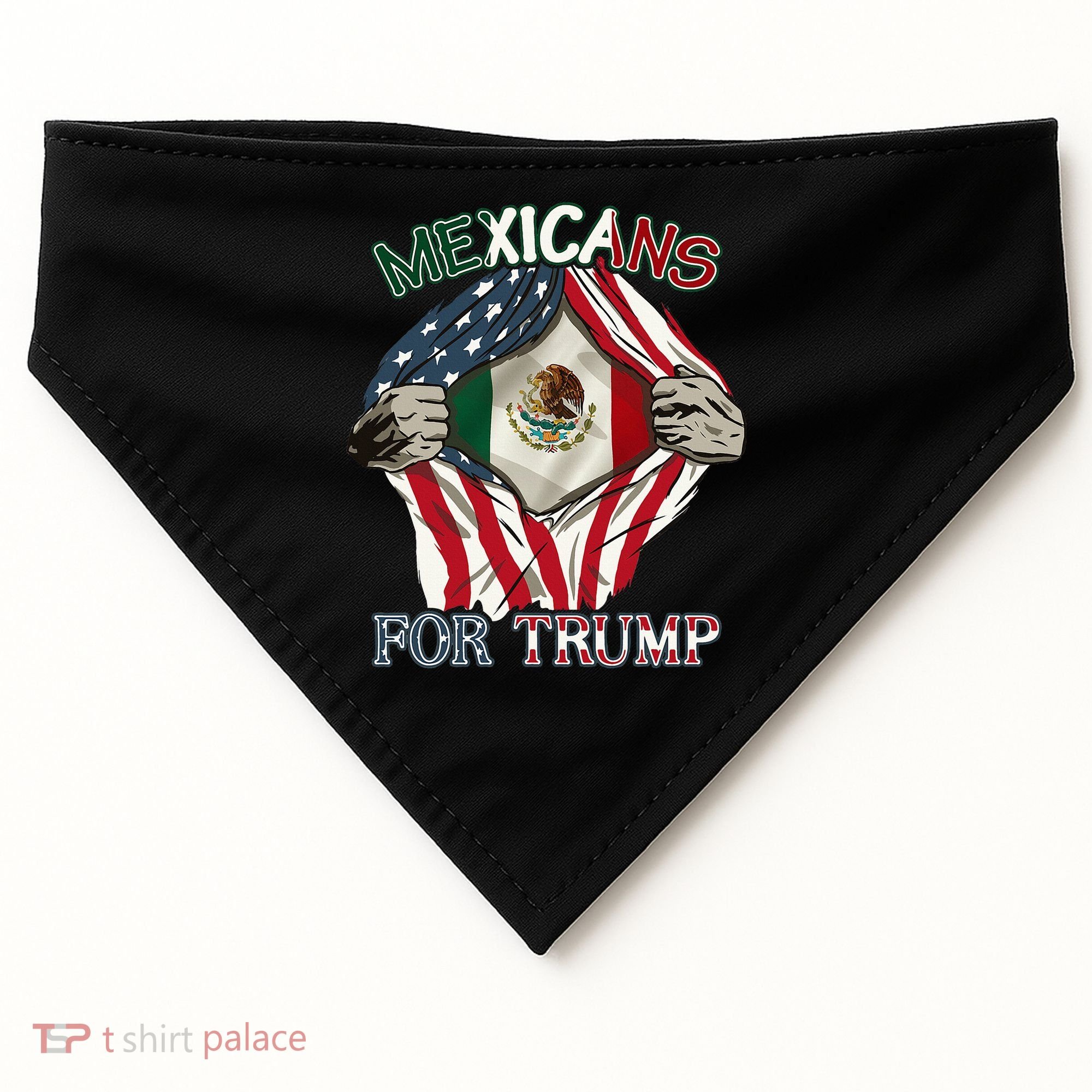 Mexicans For Trump 2024 Mexico Usa Friendship Flag USA-Made Doggie Bandana