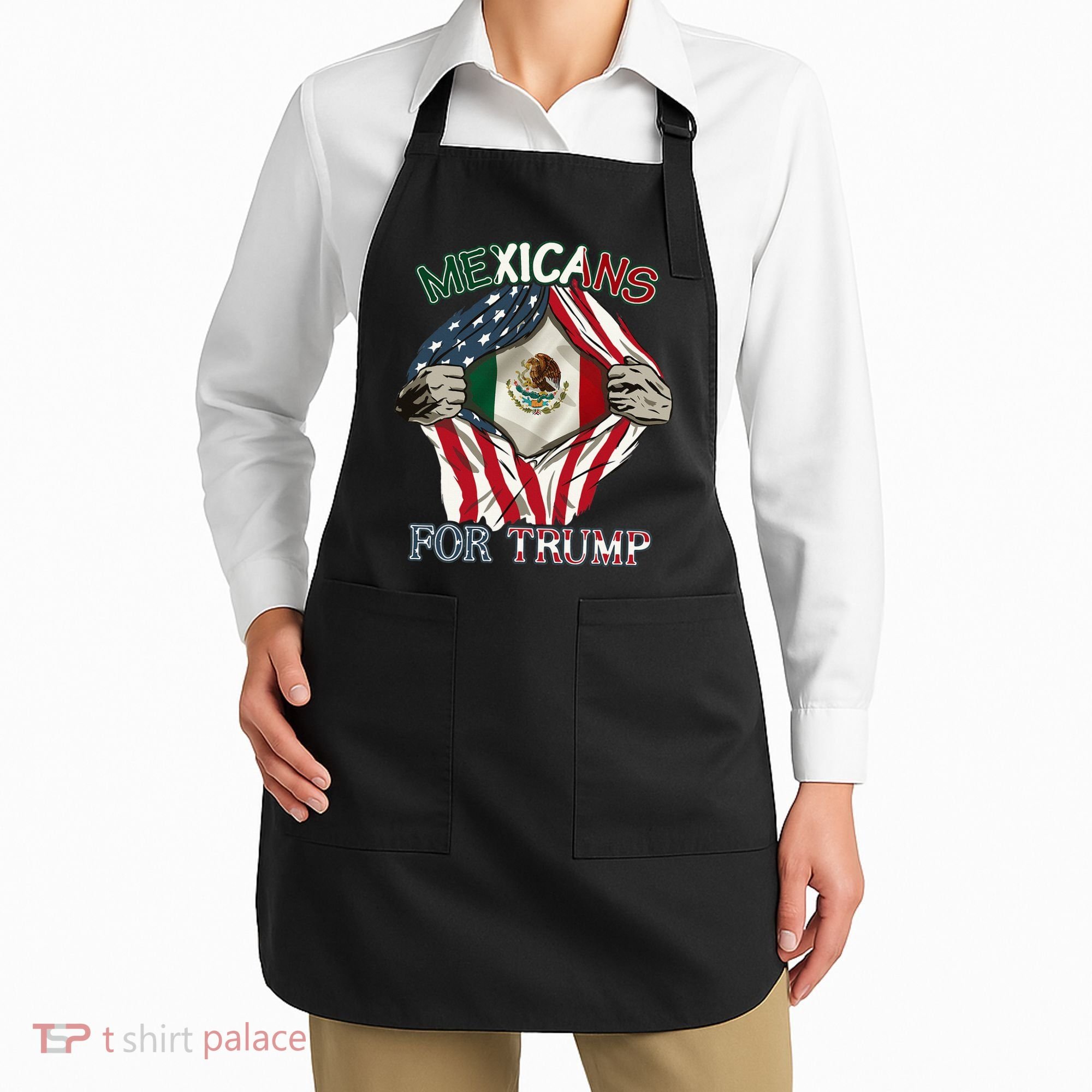 Mexicans For Trump 2024 Mexico Usa Friendship Flag Apron