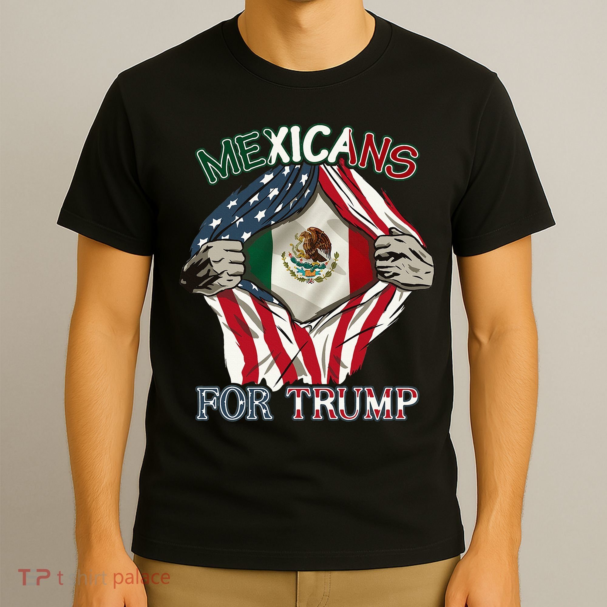Mexicans For Trump 2024 Mexico Usa Friendship Flag T-Shirt