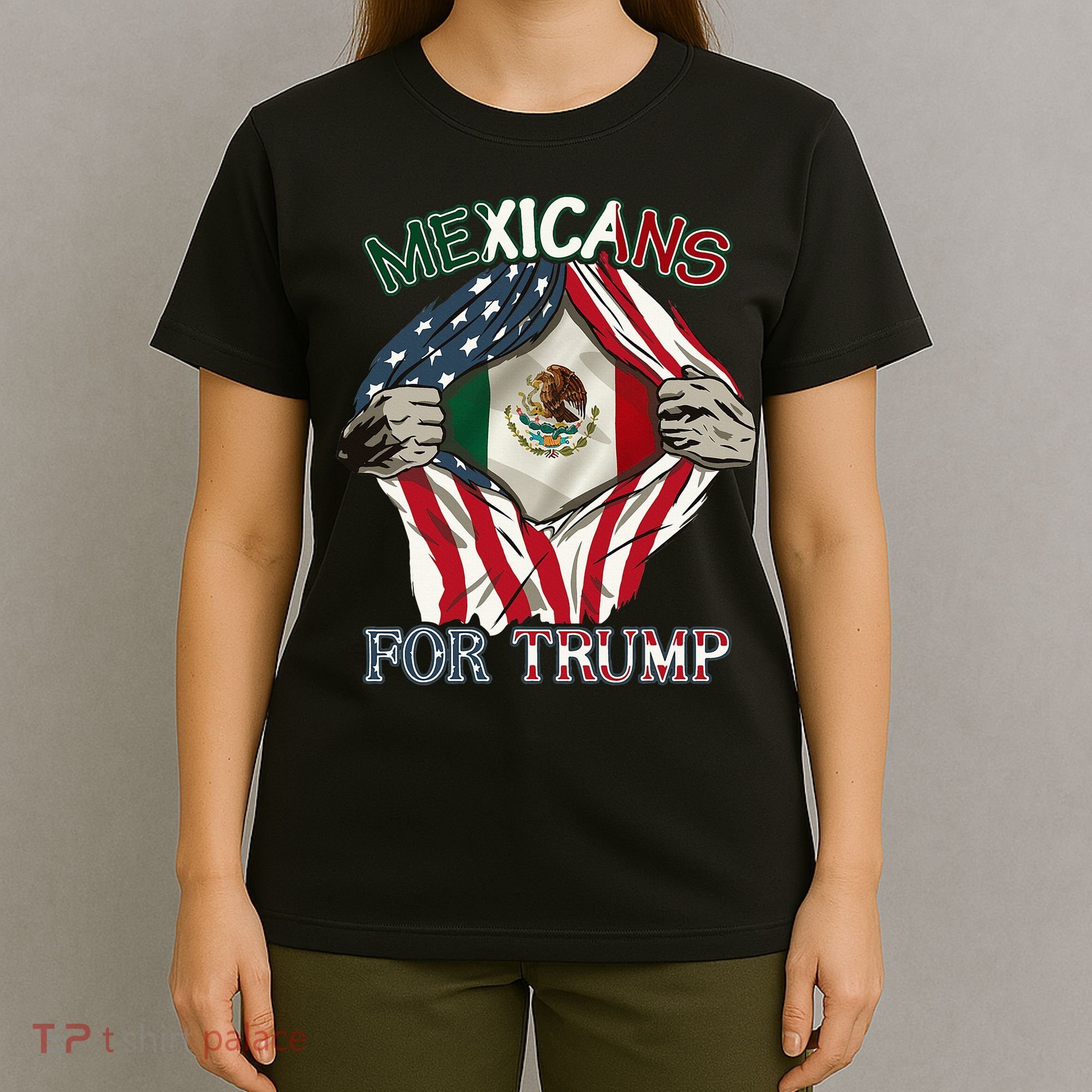 Mexicans For Trump 2024 Mexico Usa Friendship Flag T-Shirt