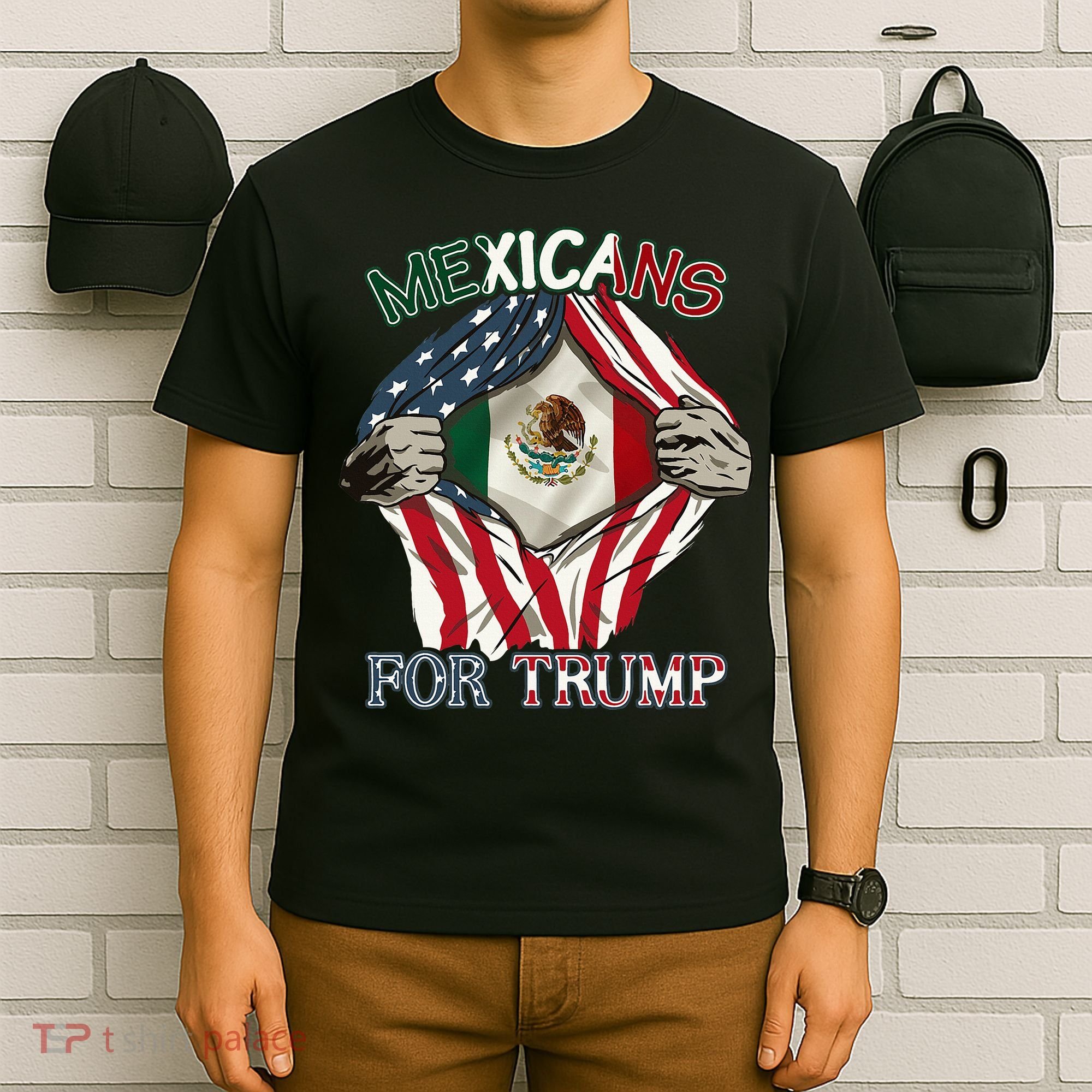 Mexicans For Trump 2024 Mexico Usa Friendship Flag T-Shirt