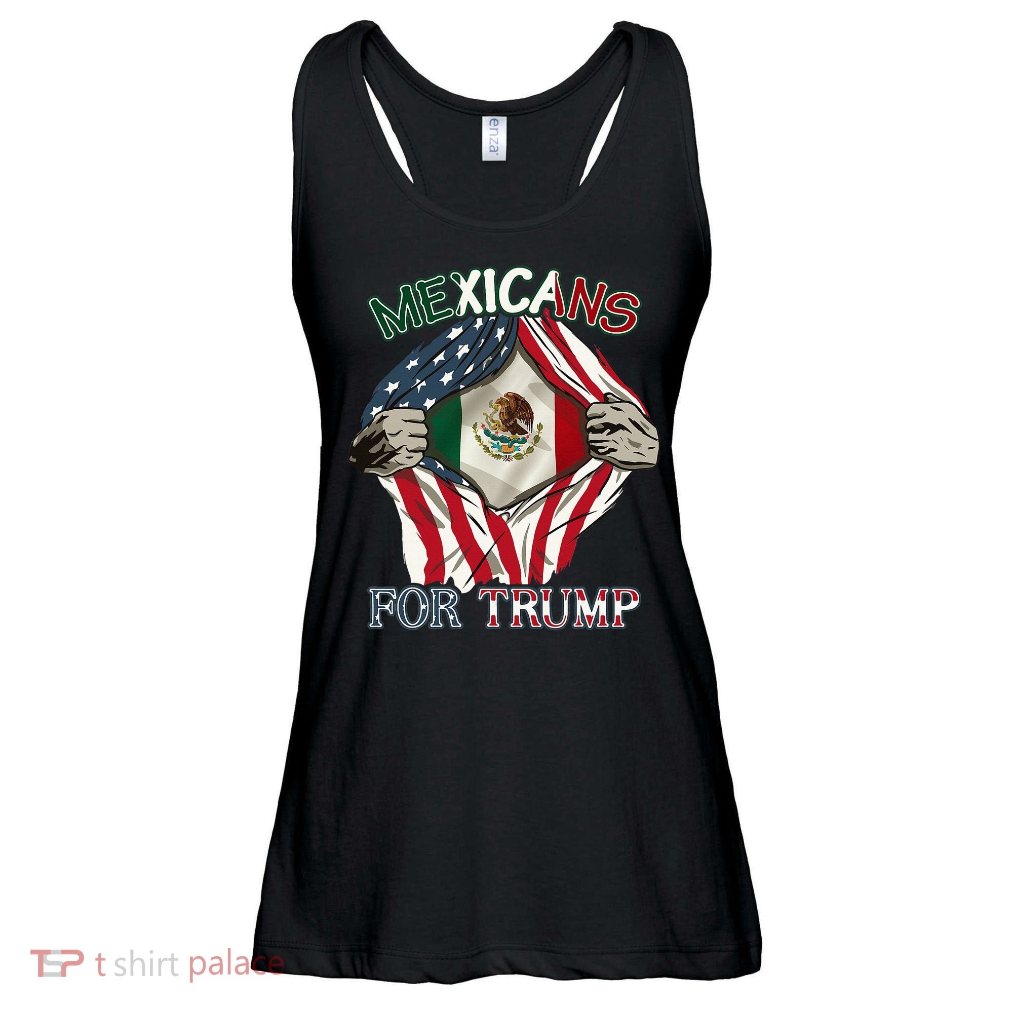 Mexicans For Trump 2024 Mexico Usa Friendship Flag Ladies Essential Flowy Tank