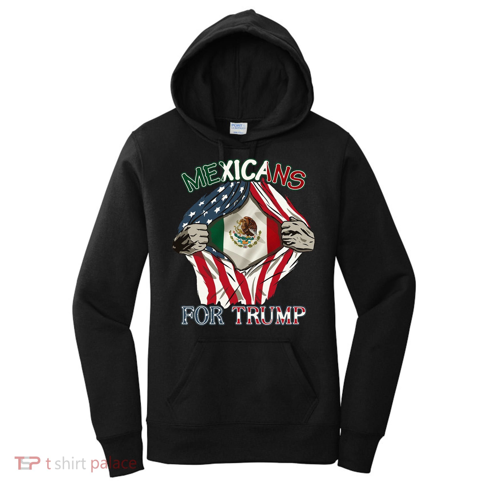 Mexicans For Trump 2024 Mexico Usa Friendship Flag Women's Hoodie