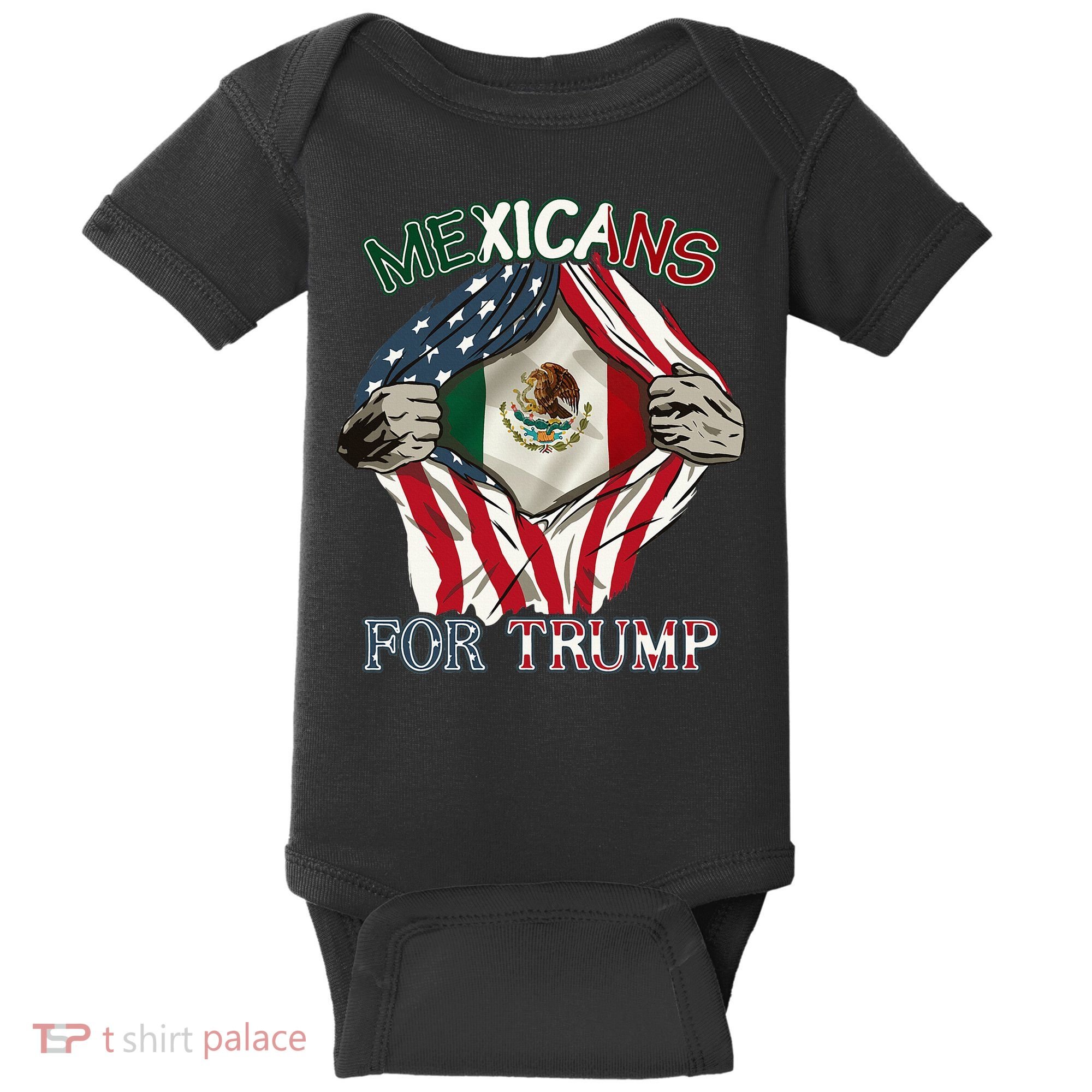 Mexicans For Trump 2024 Mexico Usa Friendship Flag Baby Bodysuit