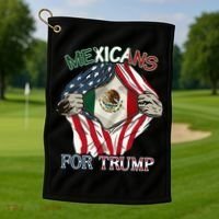 Mexicans For Trump 2024 Mexico Usa Friendship Flag Golf Towel thumb 1