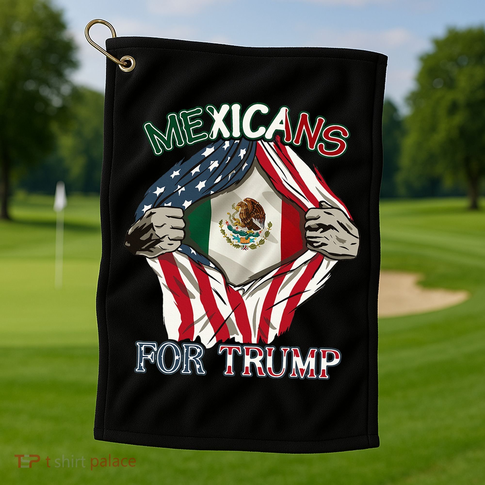 Mexicans For Trump 2024 Mexico Usa Friendship Flag Golf Towel