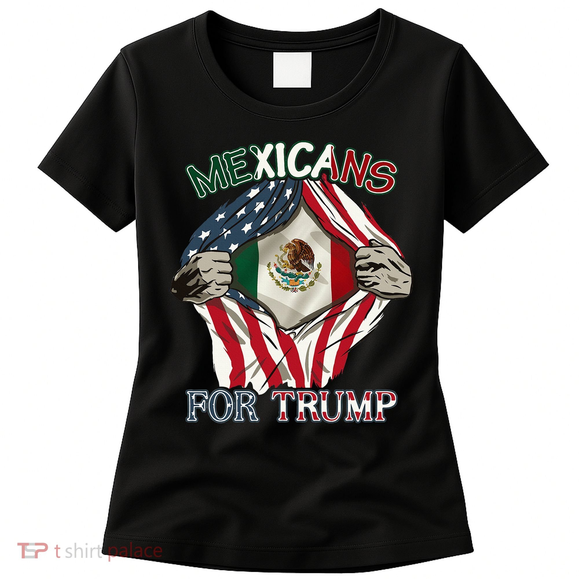Mexicans For Trump 2024 Mexico Usa Friendship Flag Women's T-Shirt