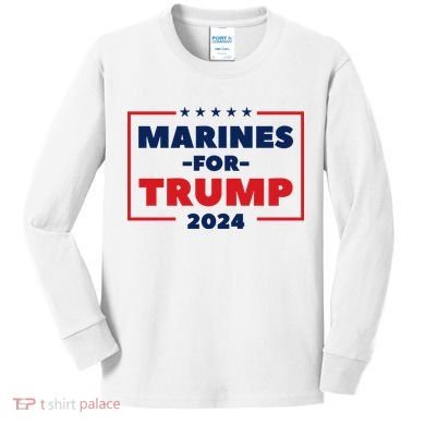 Marines For Trump 2024 Kids Long Sleeve Shirt