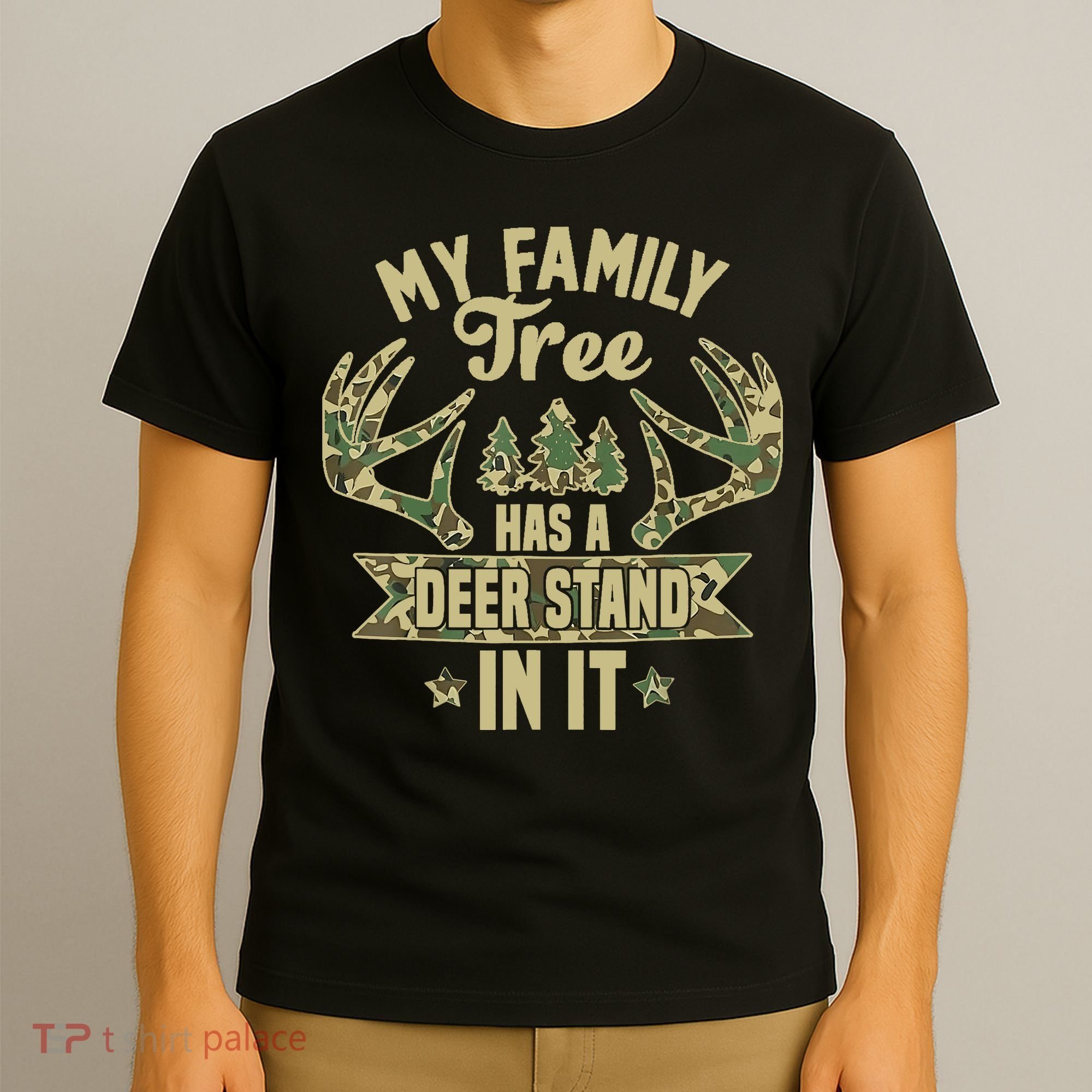 My Family Tree Has A Deer Stand In It Camo Hunting Vintage T-Shirt