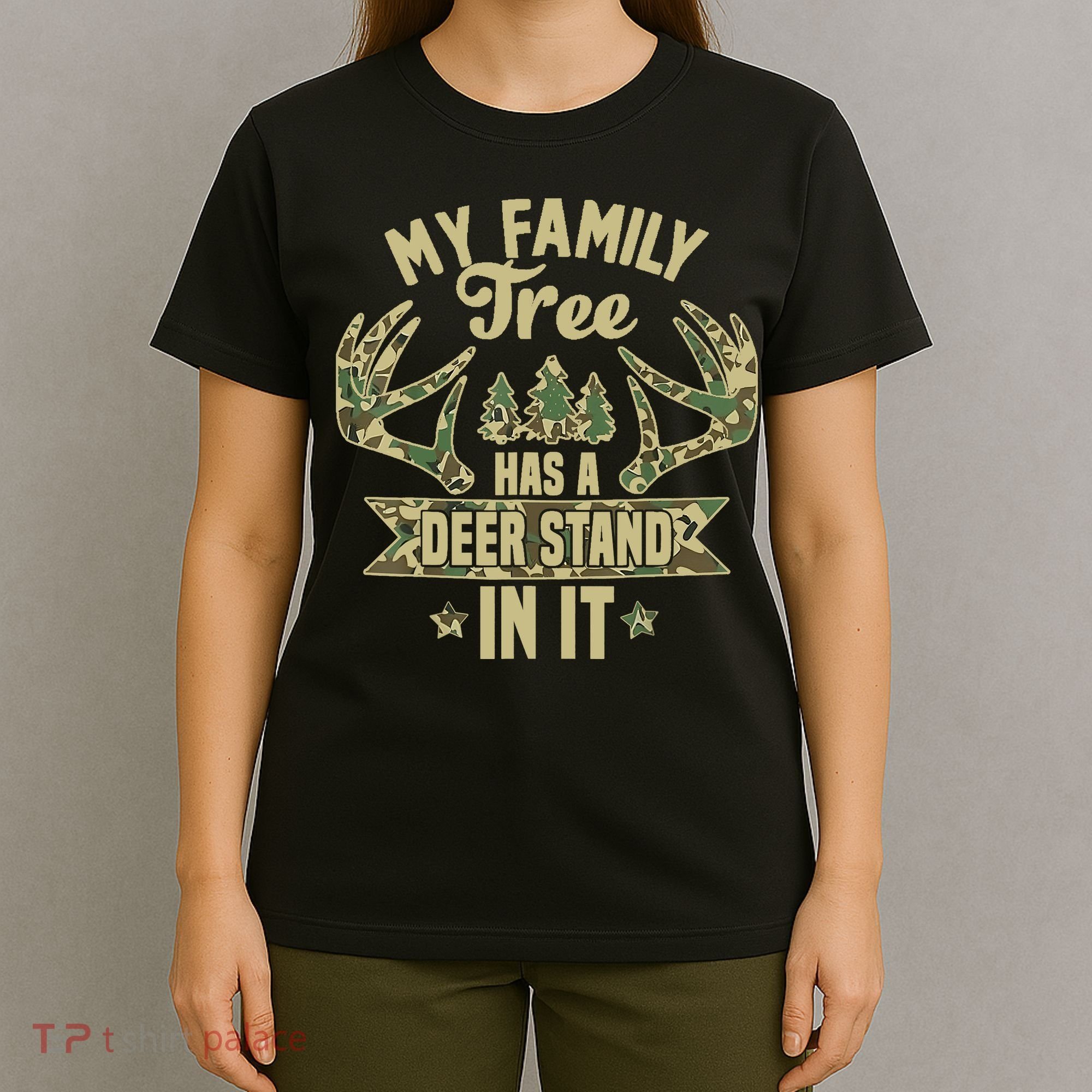 My Family Tree Has A Deer Stand In It Camo Hunting Vintage T-Shirt