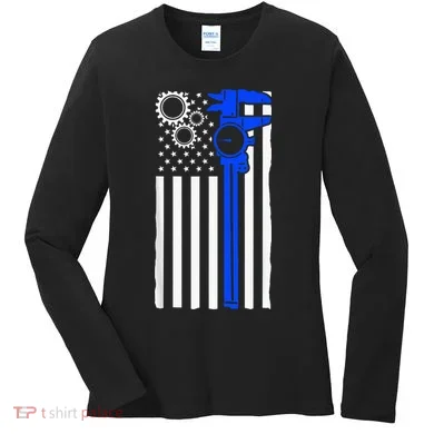 Machinist Flag Tools CNC Machine Operator Machining Women's Long Sleeve Shirt