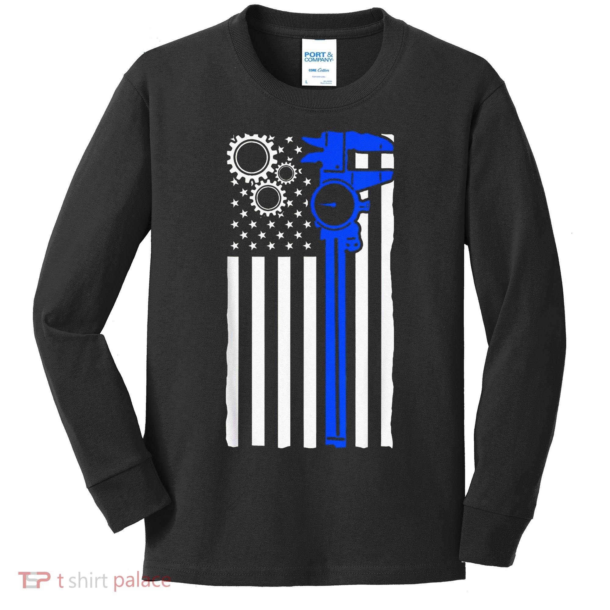 Machinist Flag Tools CNC Machine Operator Machining Kids Long Sleeve Shirt