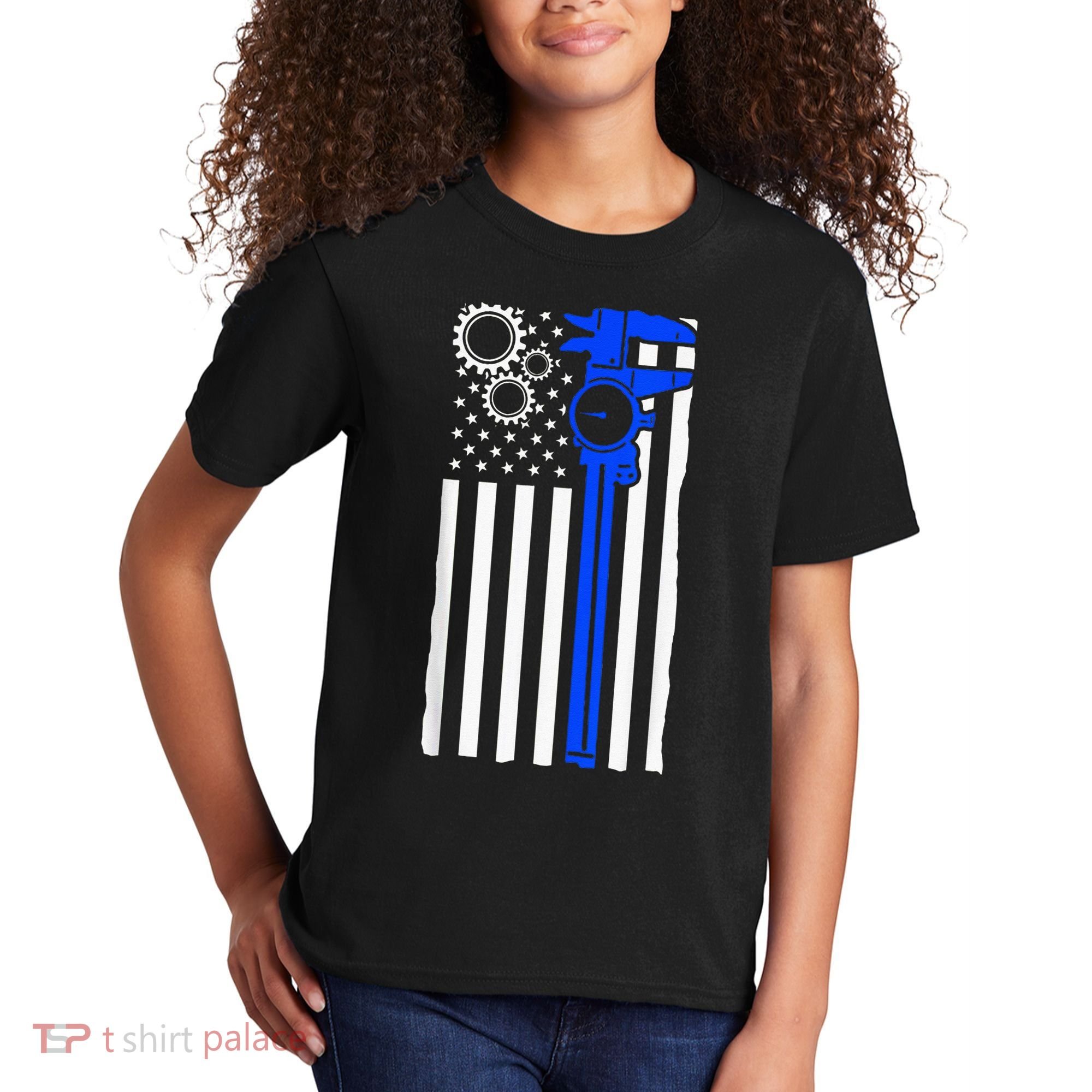 Machinist Flag Tools CNC Machine Operator Machining Kids T-Shirt