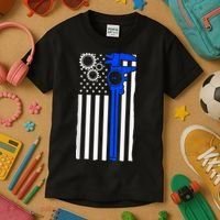 Machinist Flag Tools CNC Machine Operator Machining Kids T-Shirt thumb 3