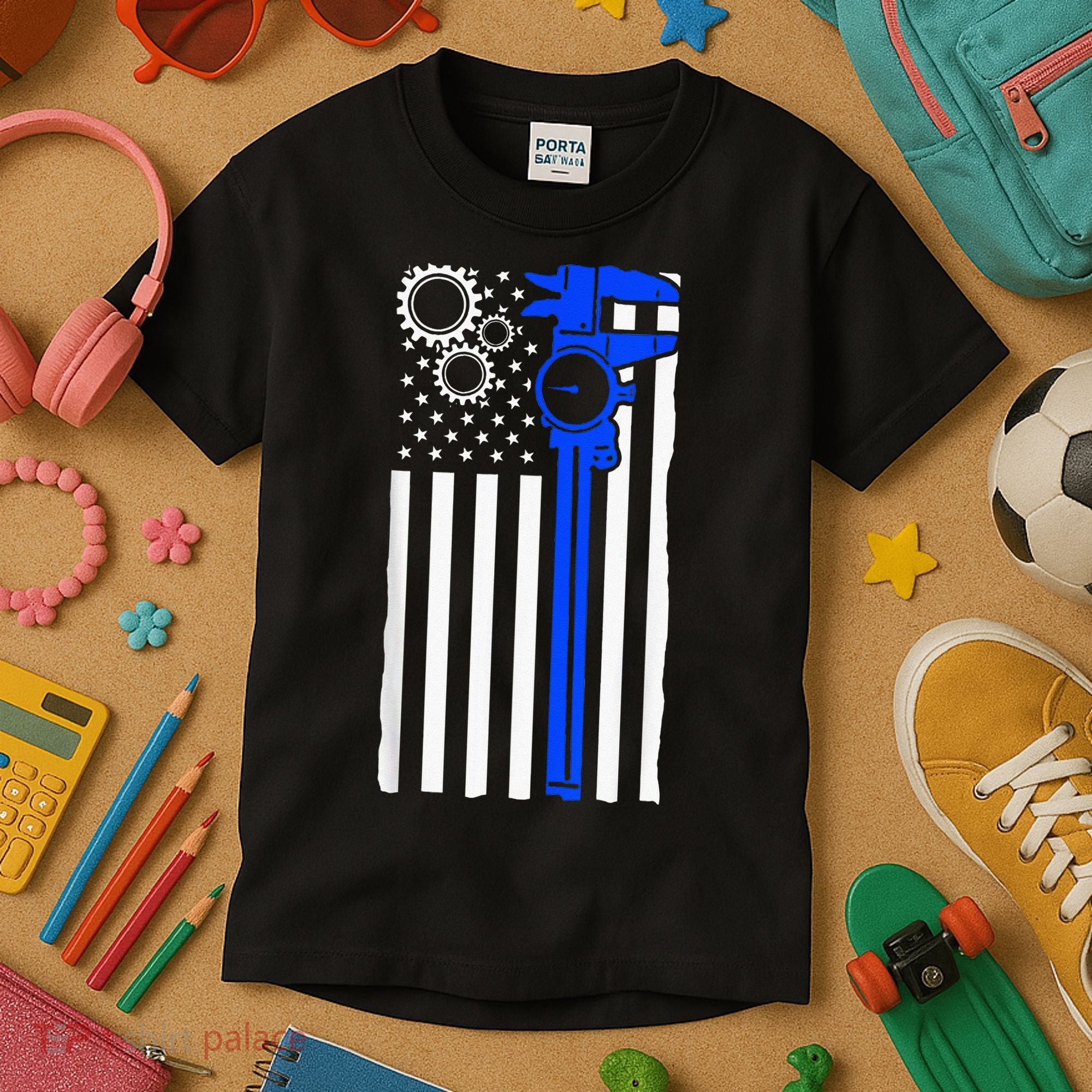 Machinist Flag Tools CNC Machine Operator Machining Kids T-Shirt