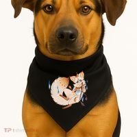 Mischievous Fox Teakitsune Yokai Kitsune USA-Made Doggie Bandana thumb 1