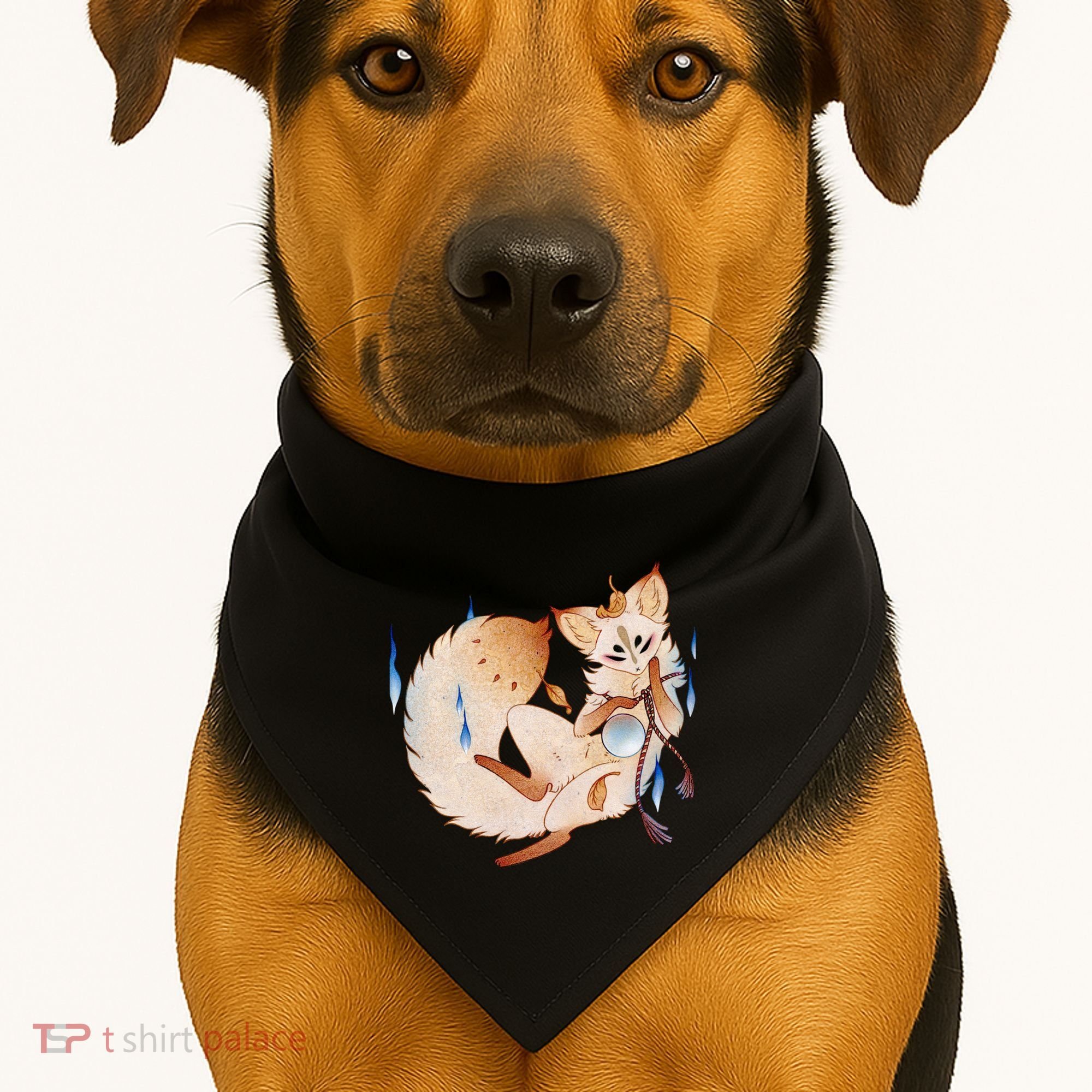Mischievous Fox Teakitsune Yokai Kitsune USA-Made Doggie Bandana