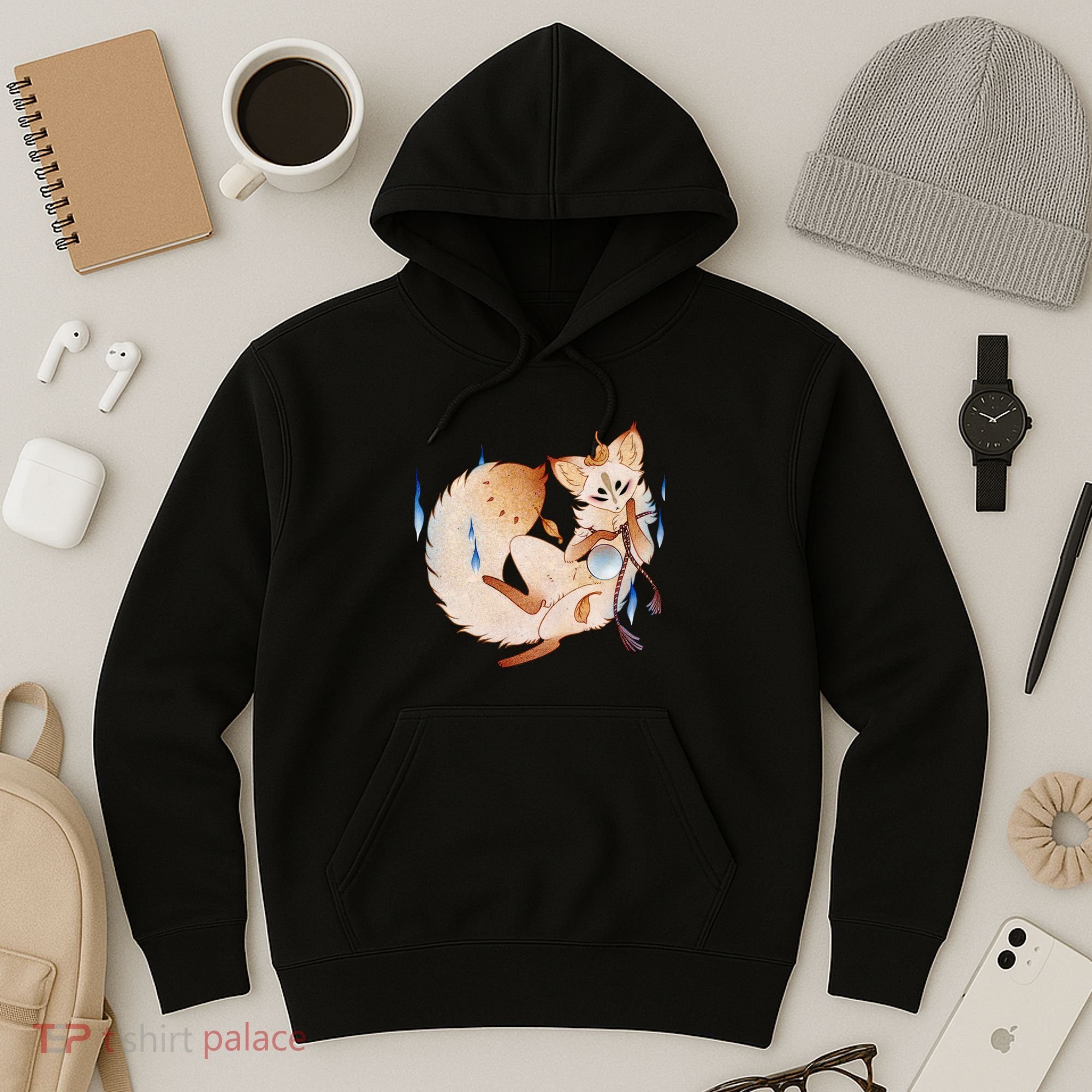 Mischievous Fox Teakitsune Yokai Kitsune Hoodie