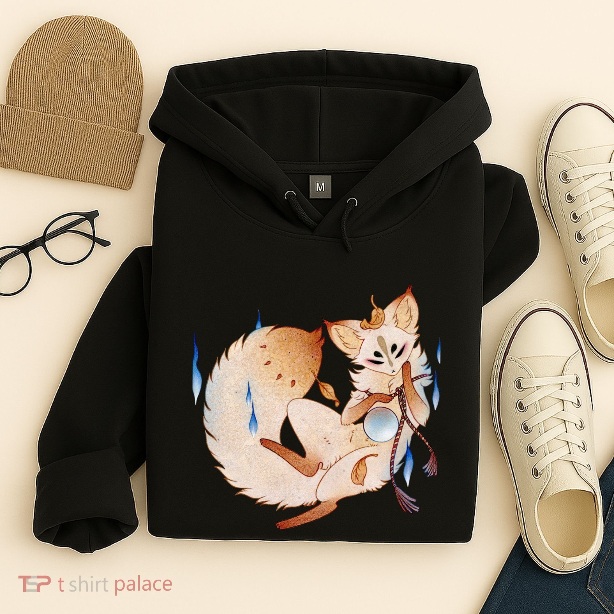 Mischievous Fox Teakitsune Yokai Kitsune Hoodie