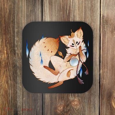 Mischievous Fox Teakitsune Yokai Kitsune Coaster