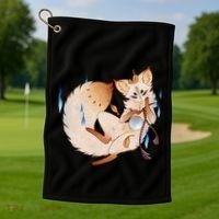 Mischievous Fox Teakitsune Yokai Kitsune Golf Towel thumb 1
