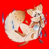 Mischievous Fox Teakitsune Yokai Kitsune Santa Hat thumb 1