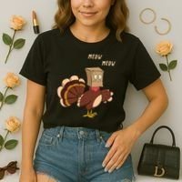 Meow Funny Thanksgiving Turkey Cat Lover Comfort Colors Boxy T-Shirt thumb 2