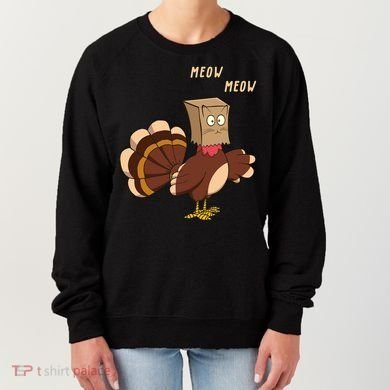 Meow Funny Thanksgiving Turkey Cat Lover Women's Sweatshirt