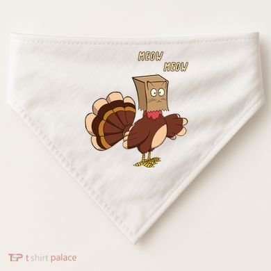 Meow Funny Thanksgiving Turkey Cat Lover USA-Made Doggie Bandana
