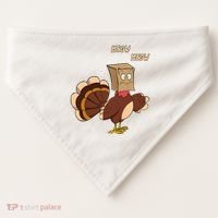 Meow Funny Thanksgiving Turkey Cat Lover USA-Made Doggie Bandana thumb 0