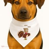 Meow Funny Thanksgiving Turkey Cat Lover USA-Made Doggie Bandana thumb 1