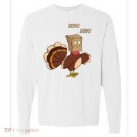 Meow Funny Thanksgiving Turkey Cat Lover Comfort Colors Heavyweight Long Sleeve T-Shirt thumb 0