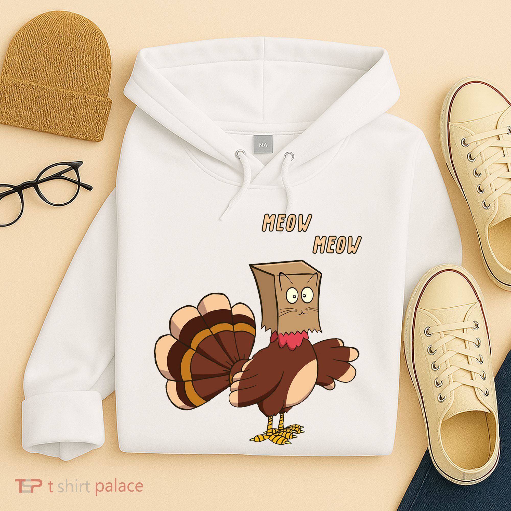 Meow Funny Thanksgiving Turkey Cat Lover Hoodie