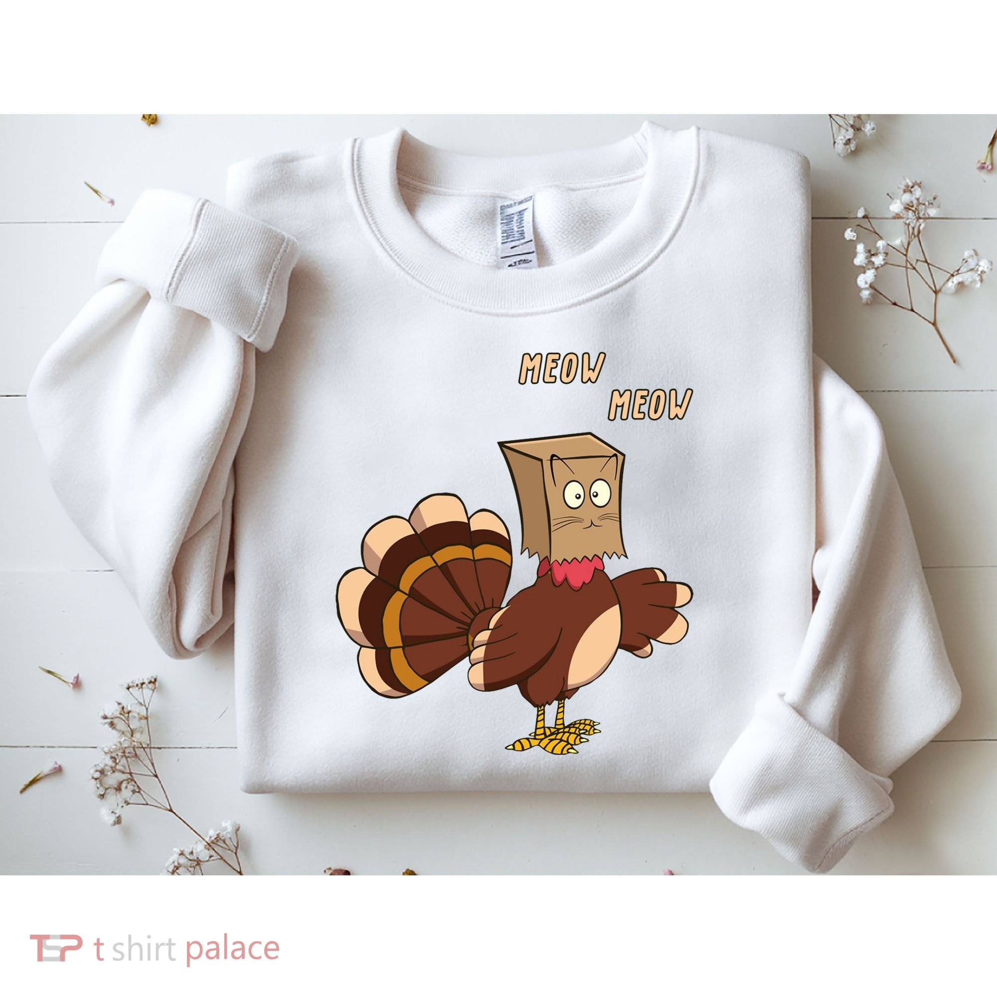 Meow Funny Thanksgiving Turkey Cat Lover Sweatshirt