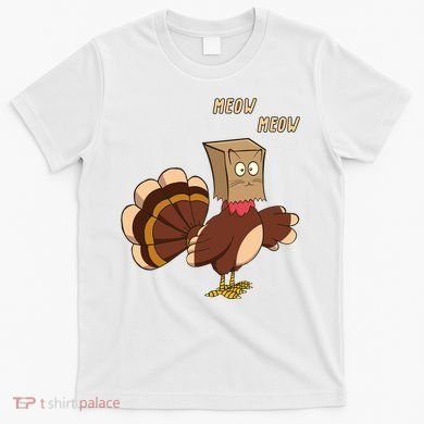 Meow Funny Thanksgiving Turkey Cat Lover T-Shirt