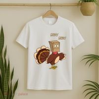 Meow Funny Thanksgiving Turkey Cat Lover T-Shirt thumb 2