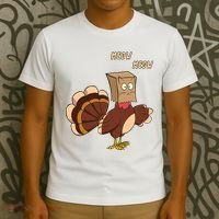 Meow Funny Thanksgiving Turkey Cat Lover T-Shirt thumb 3